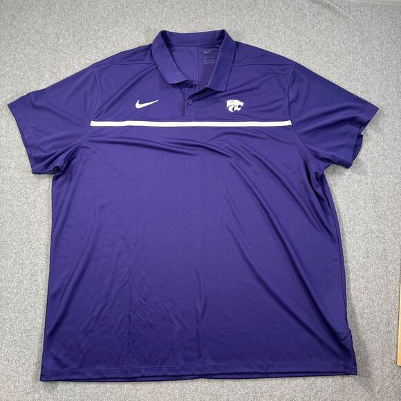 Kansas State Wildcats Nike Dri-Fit Polo Shirt Men's 3XL Purple Short Sleeve - Picture 1 of 8